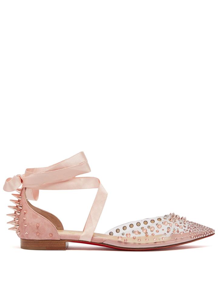 Christian Louboutin Mechante Reine Crystal And Stud-embellished Flats