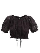 Matchesfashion.com Melissa Odabash - Francesca Broderie-anglaise Cotton-poplin Top - Womens - Black