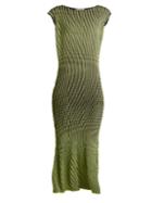 Issey Miyake Plasma 1 Waved Stripe-pleated Midi Dress