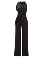 Matchesfashion.com Roland Mouret - Rosita Pliss Top Wide Leg Jumpsuit - Womens - Black