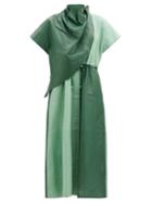 Matchesfashion.com Dodo Bar Or - Paula Draped Leather Midi Dress - Womens - Green