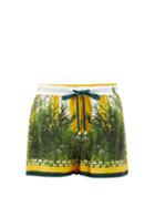 Matchesfashion.com Issimo X F.r.s. For Restless Sleepers - Glauco Roda-print Silk Shorts - Womens - Yellow Multi