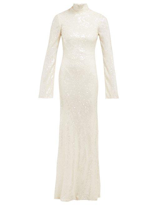 Matchesfashion.com Galvan - Moonlight Oasis Open Back Sequinned Gown - Womens - Ivory