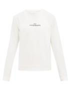 Matchesfashion.com Maison Margiela - Logo-embroidered Ribbed-cotton Sweatshirt - Mens - White