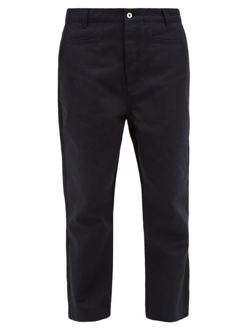 Matchesfashion.com Loewe - Two Tone Straight Leg Cotton Blend Chinos - Mens - Navy Multi