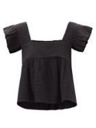 Matchesfashion.com Anaak - Cassi Ruffled-strap Cotton Top - Womens - Black