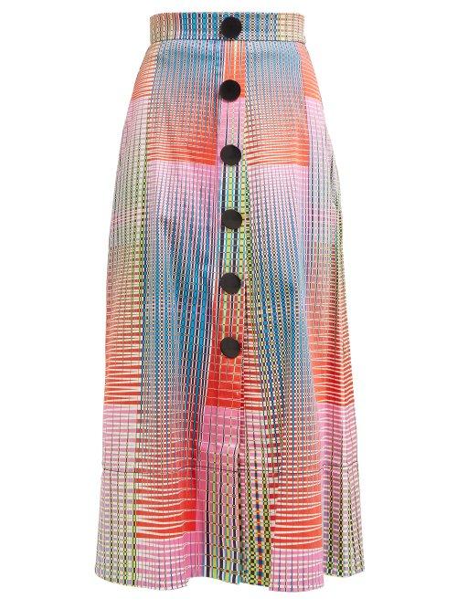 Matchesfashion.com Saloni - Charlotte Checked Cotton Blend Skirt - Womens - Multi