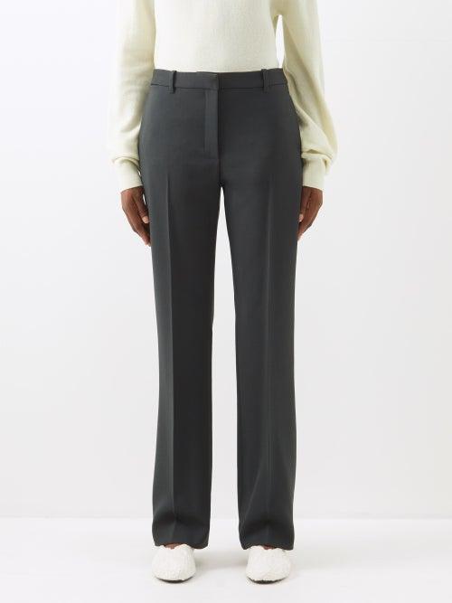 The Row - Pietrina Pleated Wool Trousers - Womens - Dark Green