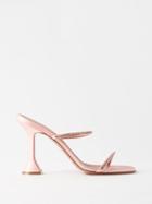 Amina Muaddi - Gilda 95 Crystal-embellished Satin Sandals - Womens - Light Pink