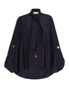 Peter Pilotto Ruffle-trimmed Silk Crepe De Chine Blouse