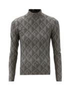 Matchesfashion.com Marine Serre - Diamond Crescent Moon-jacquard Stretch-jersey Top - Womens - Black