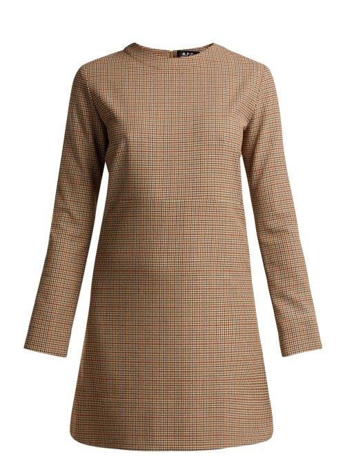Matchesfashion.com A.p.c. - Maddy Checked Mini Dress - Womens - Beige Multi