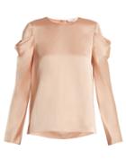 Tibi Celestia Draped-sleeve Satin Top