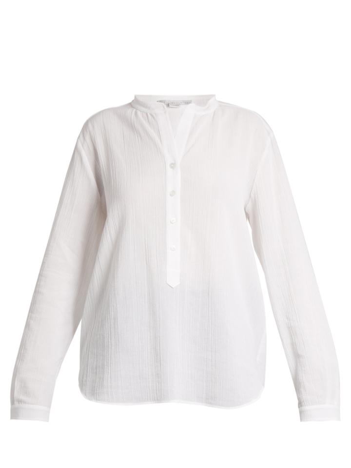 Stella Mccartney Collarless Cotton-cheesecloth Shirt