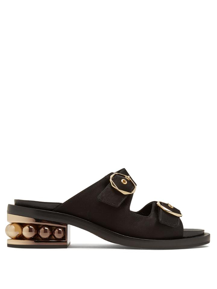 Nicholas Kirkwood Casati Pearl-heeled Satin-drill Leather Sandals