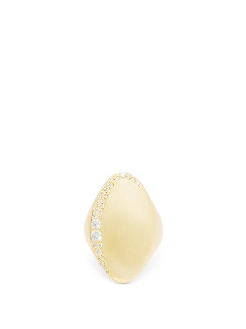 Matchesfashion.com Jade Trau - Adele Diamond & 18kt Gold Signet Ring - Womens - Gold