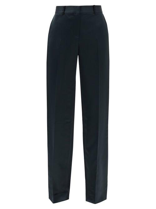 Bella Freud - Kim Satin Flared Trousers - Womens - Dark Green