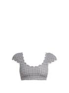 Matchesfashion.com Marysia - Mexico Scallop Edge Gingham Bikini Top - Womens - Black White