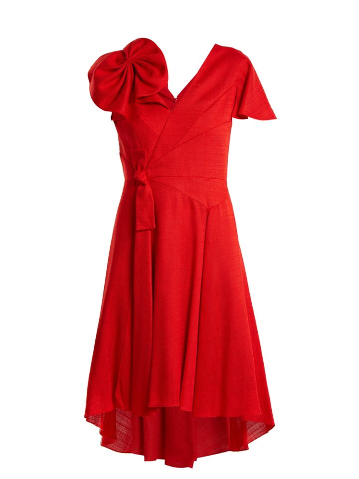 Delpozo Bow-embellished V-neck Dress