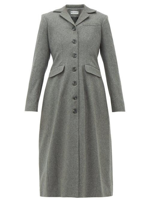 Matchesfashion.com Molly Goddard - Karolina Gathered Back Wool Blend Coat - Womens - Grey