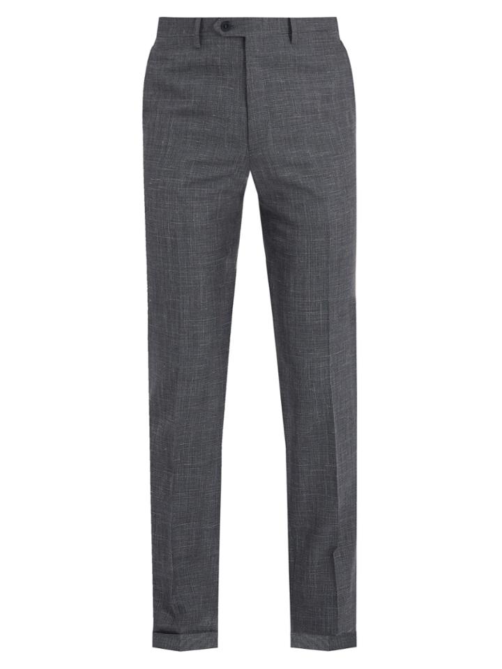 Brioni Mid-rise Slim-leg Wool-blend Trousers