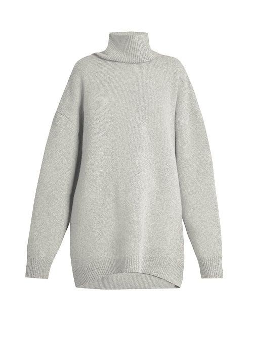 Matchesfashion.com Raey - Displaced-sleeve Roll-neck Wool Sweater - Womens - Light Grey
