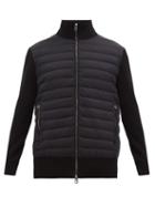 Matchesfashion.com Moncler - Maglione Quilted Down And Cotton-blend Cardigan - Mens - Black