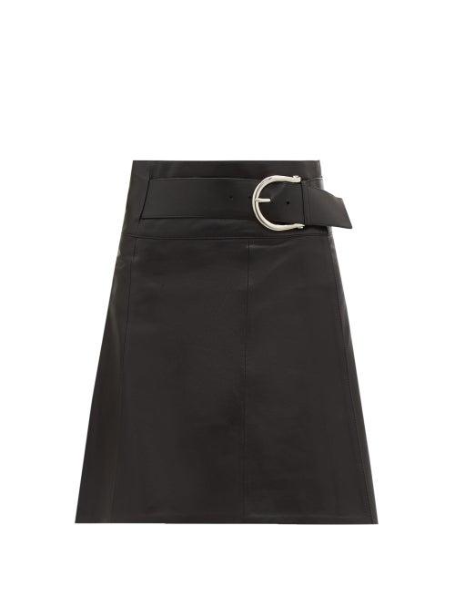 Matchesfashion.com Dodo Bar Or - Estelle Belted Leather Wrap Skirt - Womens - Black
