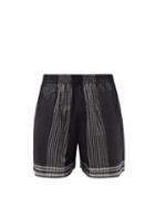 Harago - Striped Linen-blend Shorts - Mens - Black Multi