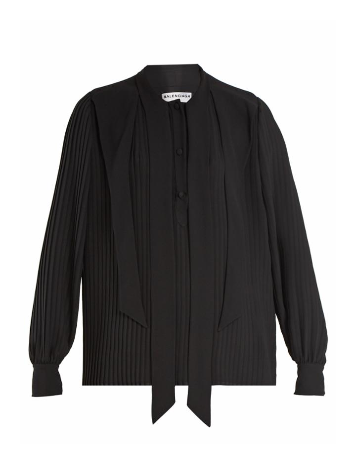 Balenciaga Pleated Georgette Blouse