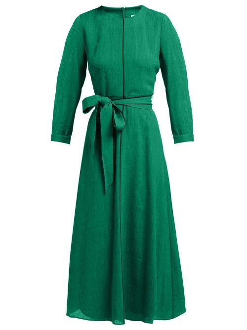 Matchesfashion.com Cefinn - Gathered Sleeve Voile Midi Dress - Womens - Green