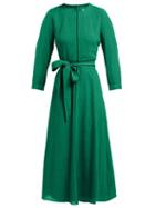 Matchesfashion.com Cefinn - Gathered Sleeve Voile Midi Dress - Womens - Green