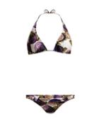 Matchesfashion.com Adriana Degreas - Fig Print Triangle Bikini - Womens - Purple Print