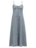 Matchesfashion.com Three Graces London - Bonita Linen-denim Midi Dress - Womens - Light Blue