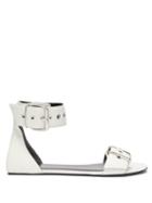 Matchesfashion.com Balenciaga - Belt Buckle Flat Leather Sandals - Womens - White