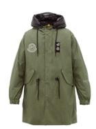 Matchesfashion.com 7 Moncler Fragment - Racing Flag Striped Down Filled Cotton Coat - Mens - Khaki