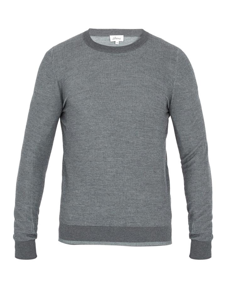 Brioni Contrast-trim Wool Sweater