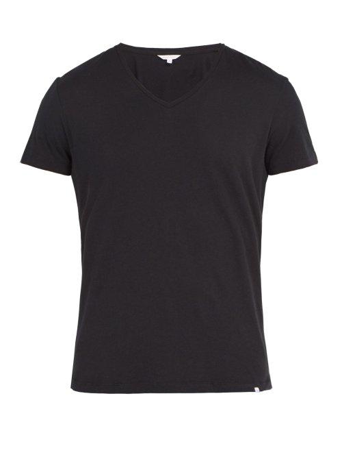 Matchesfashion.com Orlebar Brown - V Neck Cotton T Shirt - Mens - Black