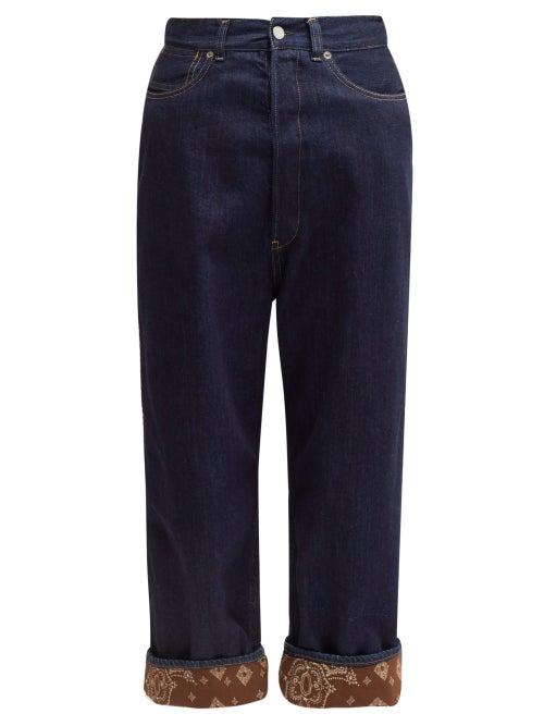 Matchesfashion.com Golden Goose - Breezy Bandana Trimmed Wide Leg Jeans - Womens - Indigo
