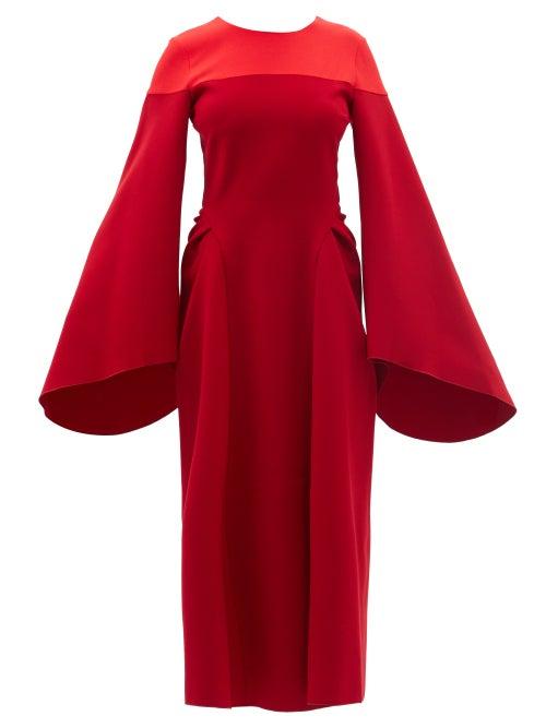 Ladies Rtw Roksanda - Accadia Wool-blend Crepe Midi Dress - Womens - Red Multi