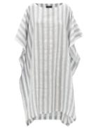 Matchesfashion.com Eskandar - Striped Linen-blend Dress - Womens - Blue White