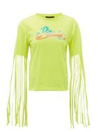 Matchesfashion.com Loewe Paula's Ibiza - Fringed Logo-print Jersey T-shirt - Womens - Yellow