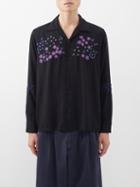 Noma T.d - Floral-embroidered Fluid Shirt - Mens - Black