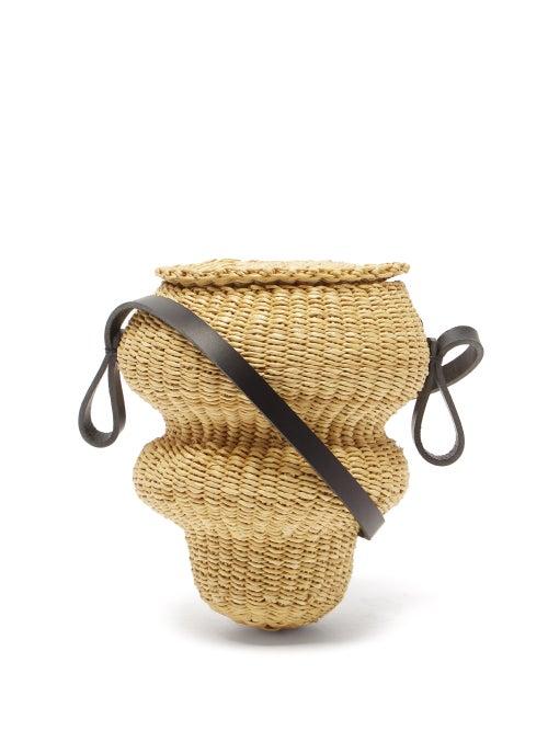 Ladies Bags Ines Bressand - N.5 Akamae Leather-trimmed Straw Cross-body Bag - Womens - Beige Multi