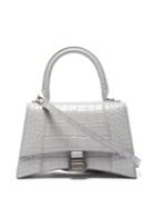 Matchesfashion.com Balenciaga - Hourglass Small Crocodile Embossed Leather Bag - Womens - Grey