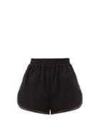 Matchesfashion.com Fendi - Logo-embroidered Topstitched Cotton-blend Shorts - Womens - Black
