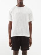Commas - Sheer-stripe Linen-blend T-shirt - Mens - White