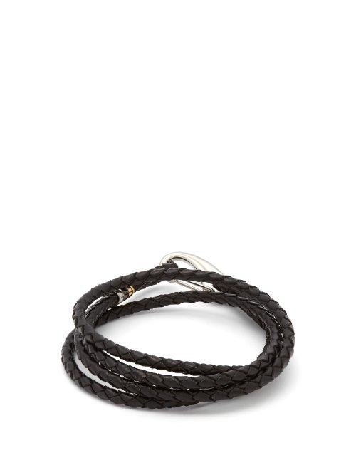 Matchesfashion.com Paul Smith - Braided Leather Wrap Bracelet - Mens - Black