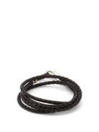 Matchesfashion.com Paul Smith - Braided Leather Wrap Bracelet - Mens - Black