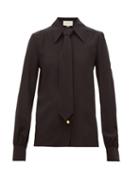 Matchesfashion.com Gucci - Tie Silk Crepe De Chine Shirt - Womens - Black